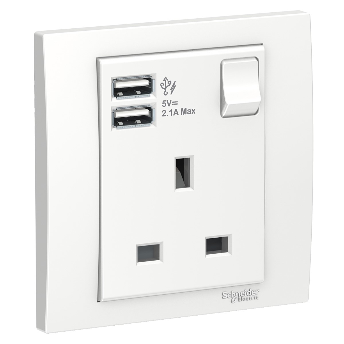 Power socket outlet+USB charger, Vivace, 13A, 1 gang, white