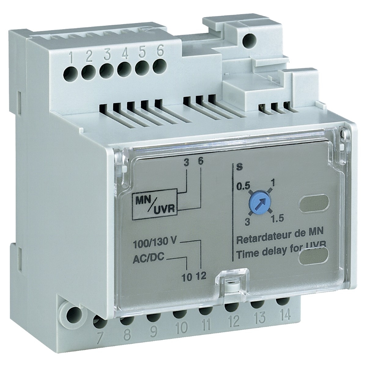 MN delay unit, MasterPact MTZ, adjustable time delay 0.5s to 3s, 200/250VDC, 200/250VAC 50/60Hz, spare part