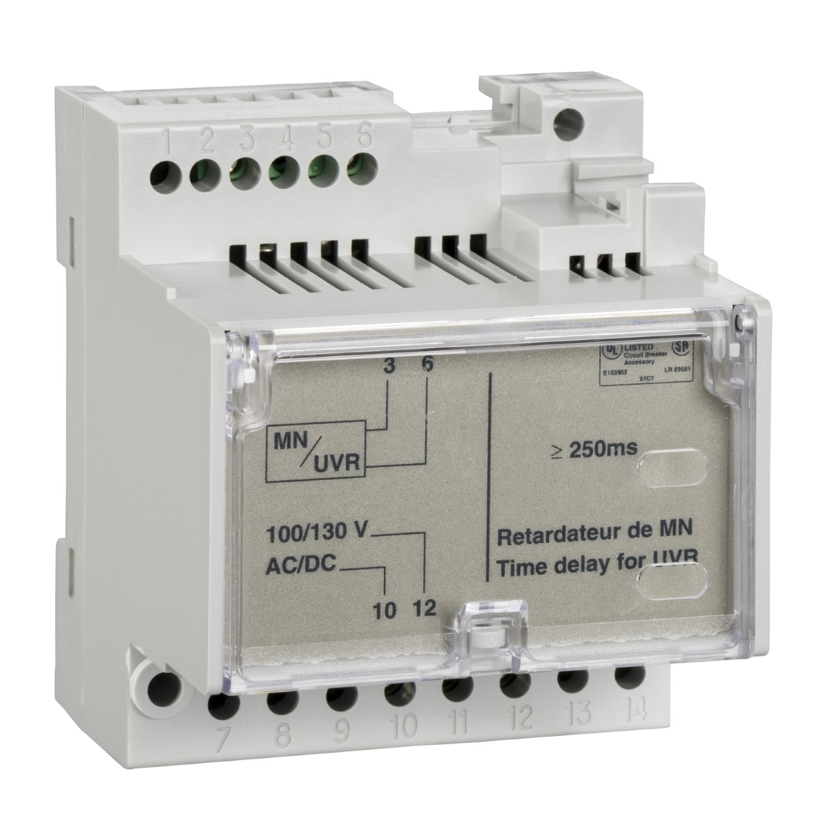 MN delay unit, MasterPact MTZ, fixed time delay 0.25s, 200/250VDC, 200/250VAC 50/60Hz, spare part