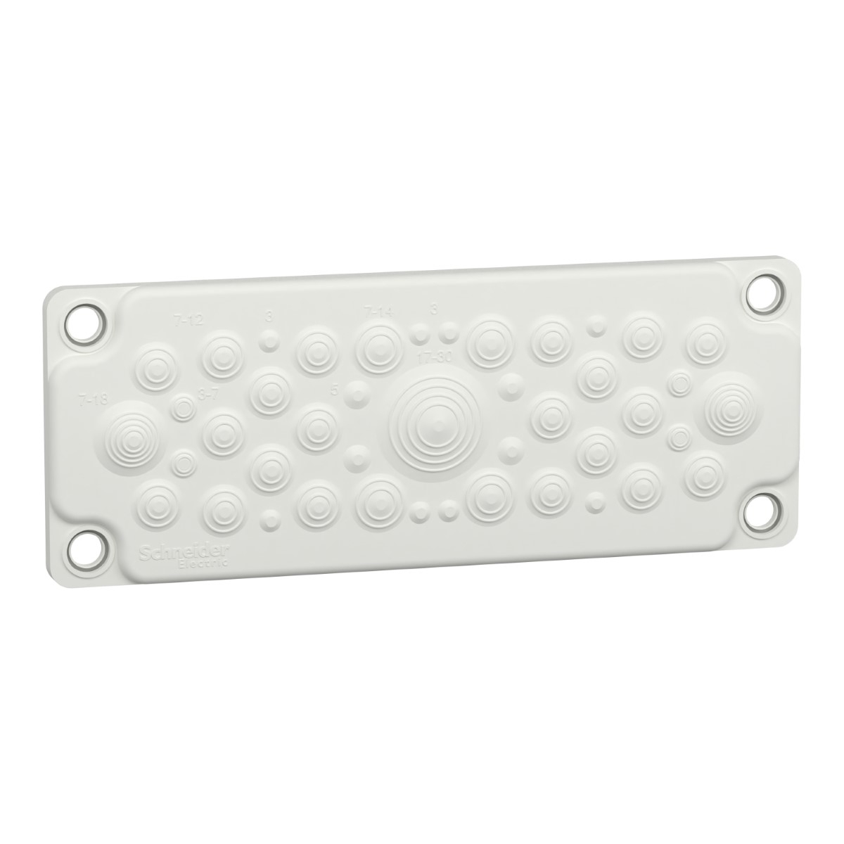 Gland plate, PrismaSeT G, membrane type, 35 entries with dia 5 to 32mm, Insulated, IP30 to IP55, white, RAL 9003