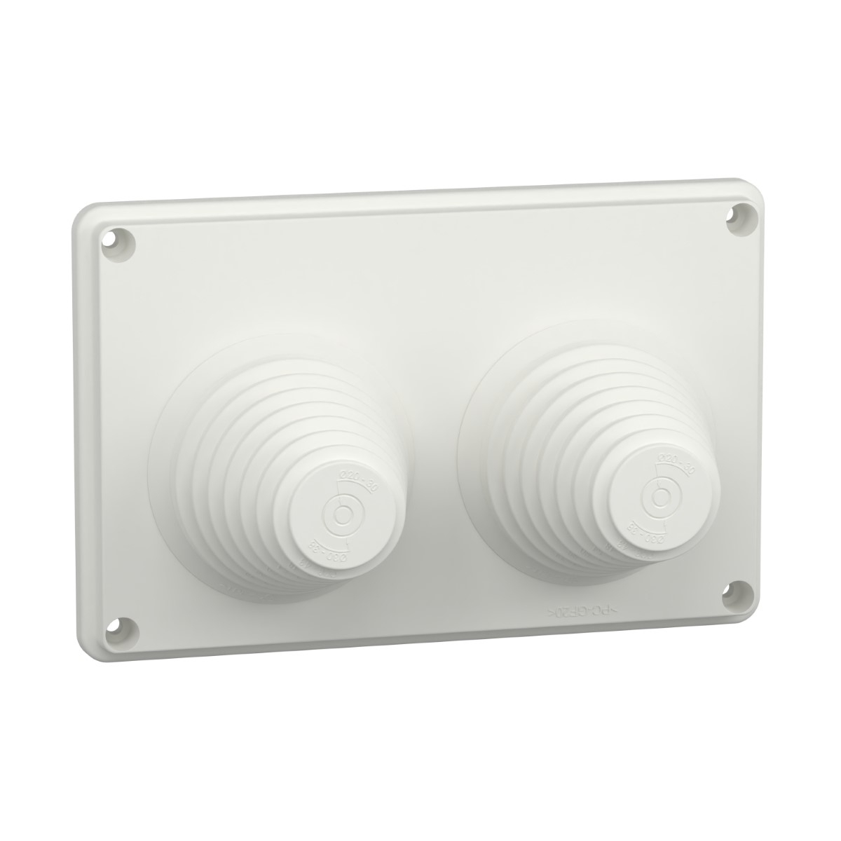 Gland plate, PrismaSeT G, knockouts type, 2 inlet with dia 33 to 72mm, Insulated, direct mounting, IP55, white, RAL 9003