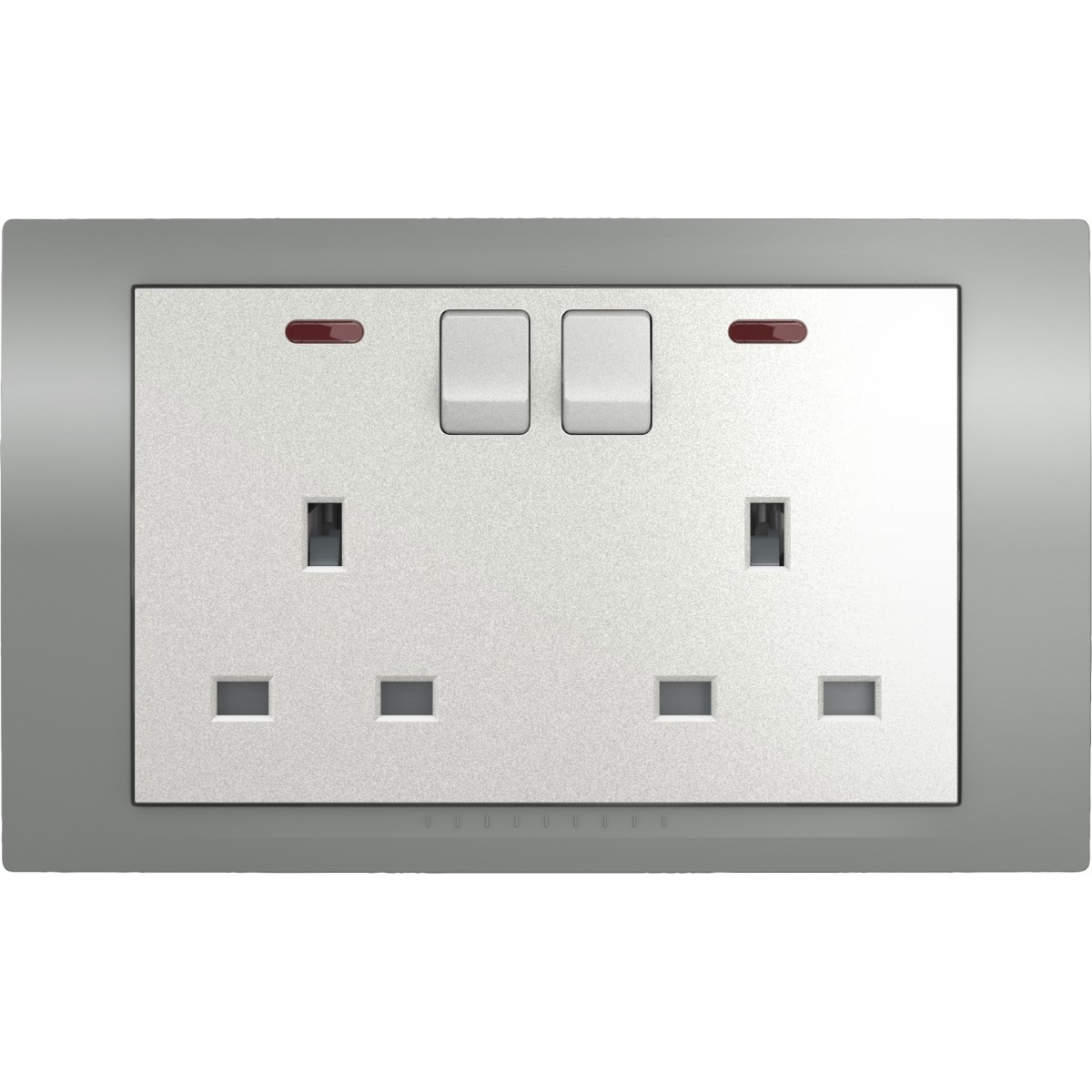 Unica - 2 switched socket - 2P+E European - 13 A 250 V AC - aluminium