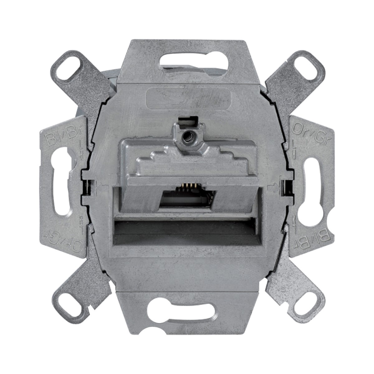 Data socket, Merten inserts, mechanism with fixing frame, RJ45 Cat6A, inclined