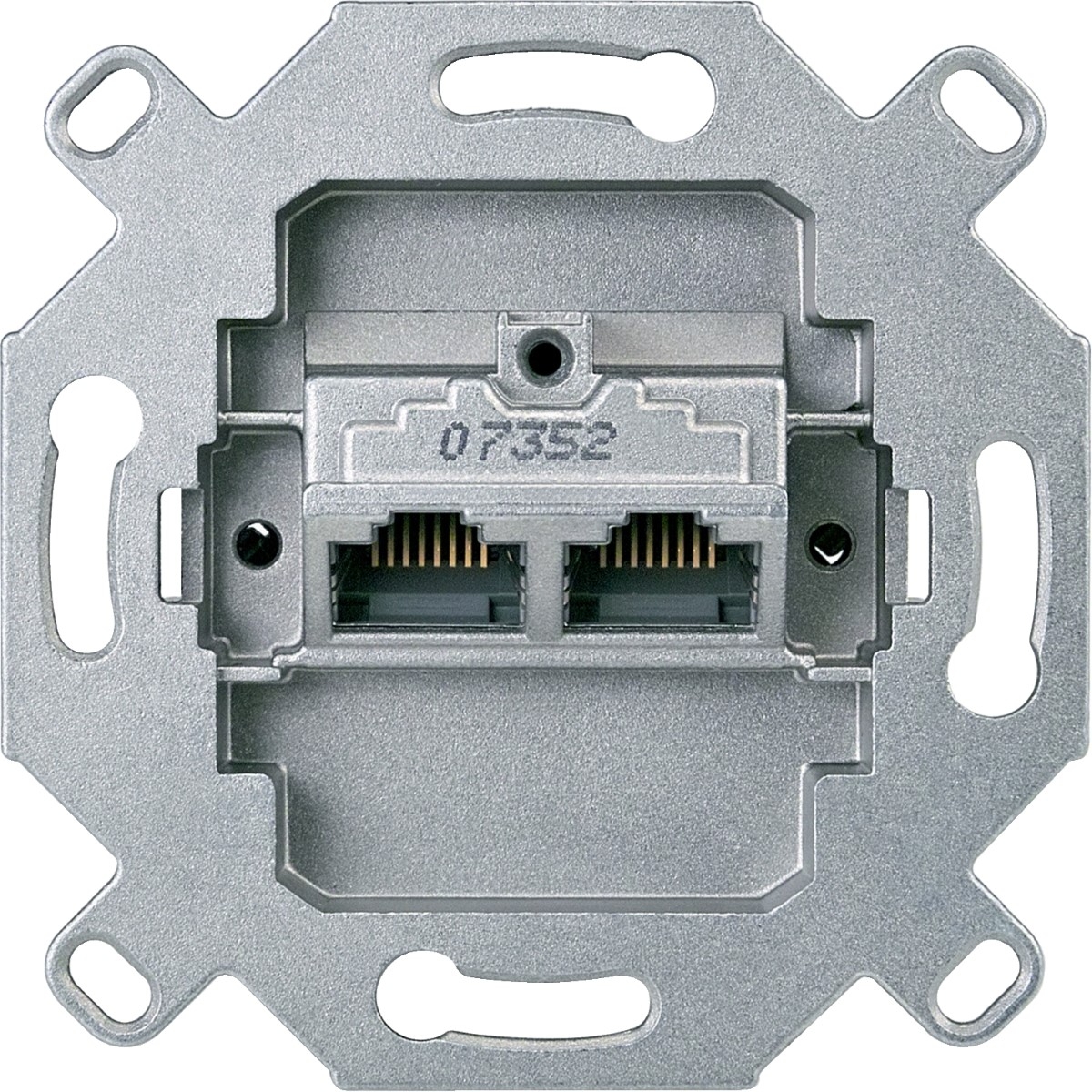 Data socket, Merten inserts, mechanism with fixing frame, RJ45 Cat6, inclined, LSA, white