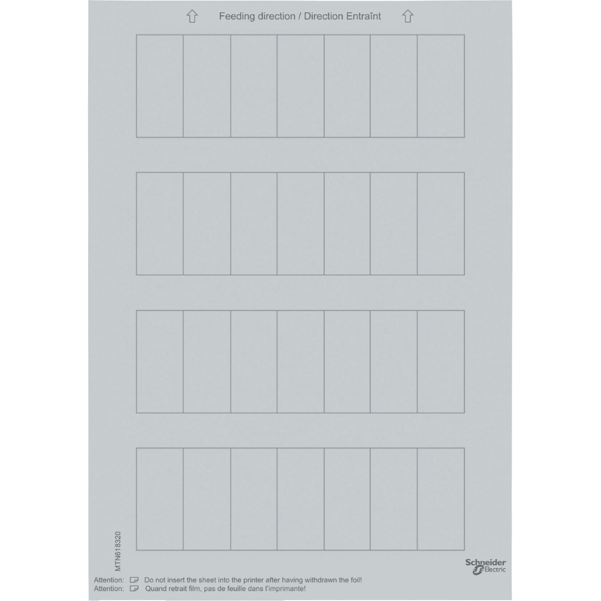 Labelling sheets for push-buttons, silver, System M