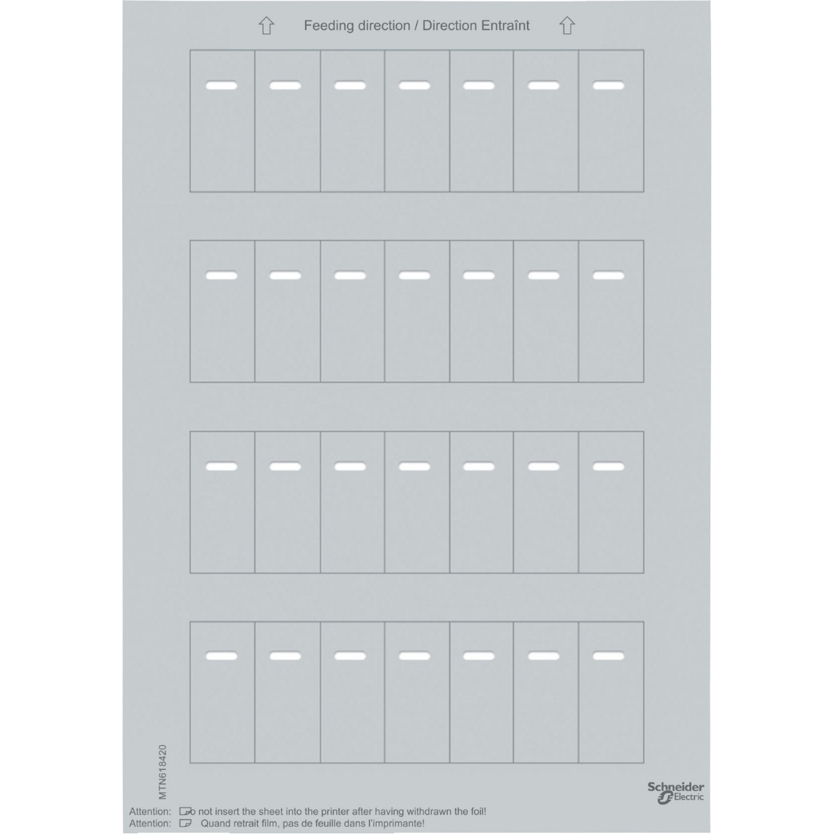 Labelling sheets for multi-function push-button w. IR receiver, silver, System M