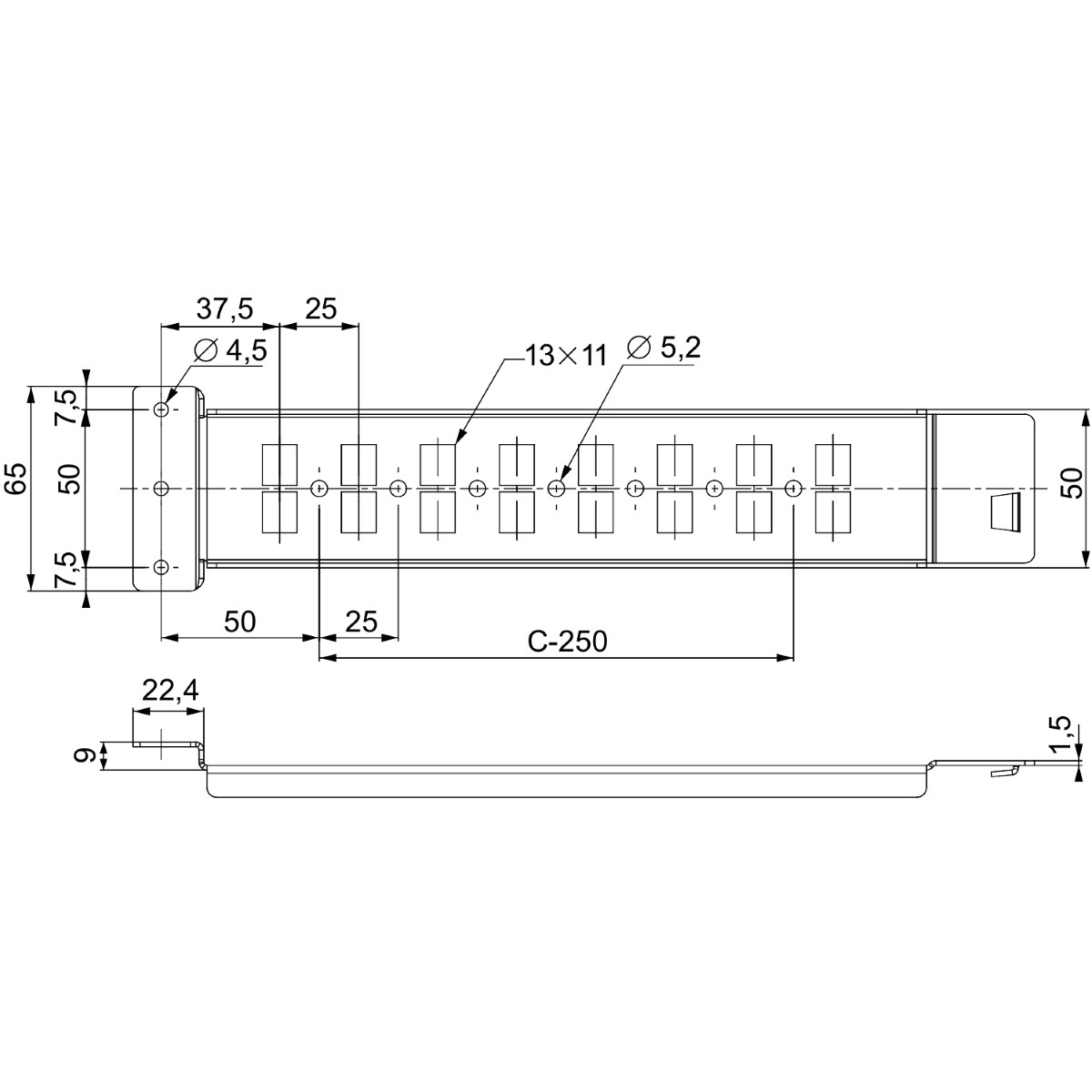 Reinforced plate supports for modular chassis-coupling set - 600 mm