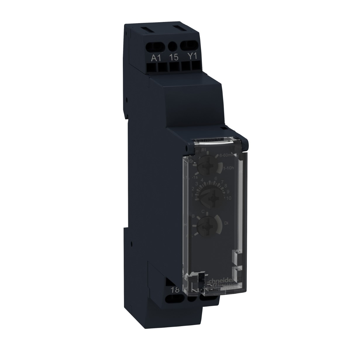 Modular timing relay, Harmony, 8A, 1CO, 0.1s..10 h, multifunction, 24V DC 24...240V AC DC