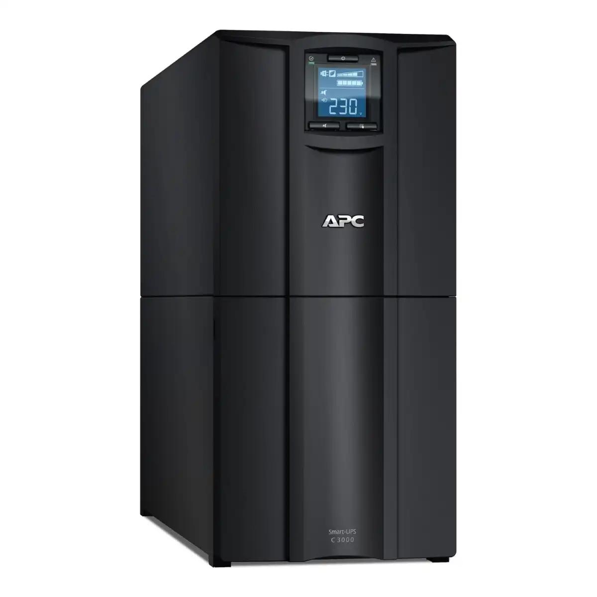 APC Smart-UPS C, Line Interactive, 3kVA, Tower, 230V, 8x IEC C13+1x IEC C19 outlets, USB and Serial communication, AVR, Graphic LCD