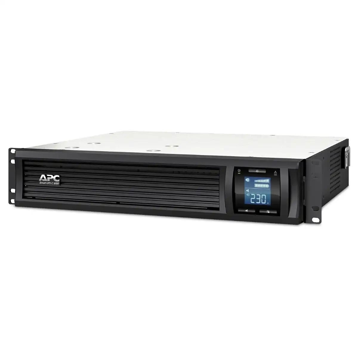 APC Smart-UPS C, Line Interactive, 3kVA, Rackmount 2U, 230V, 8x IEC C13+1x IEC C19 outlets, USB and Serial communication, AVR, Graphic LCD