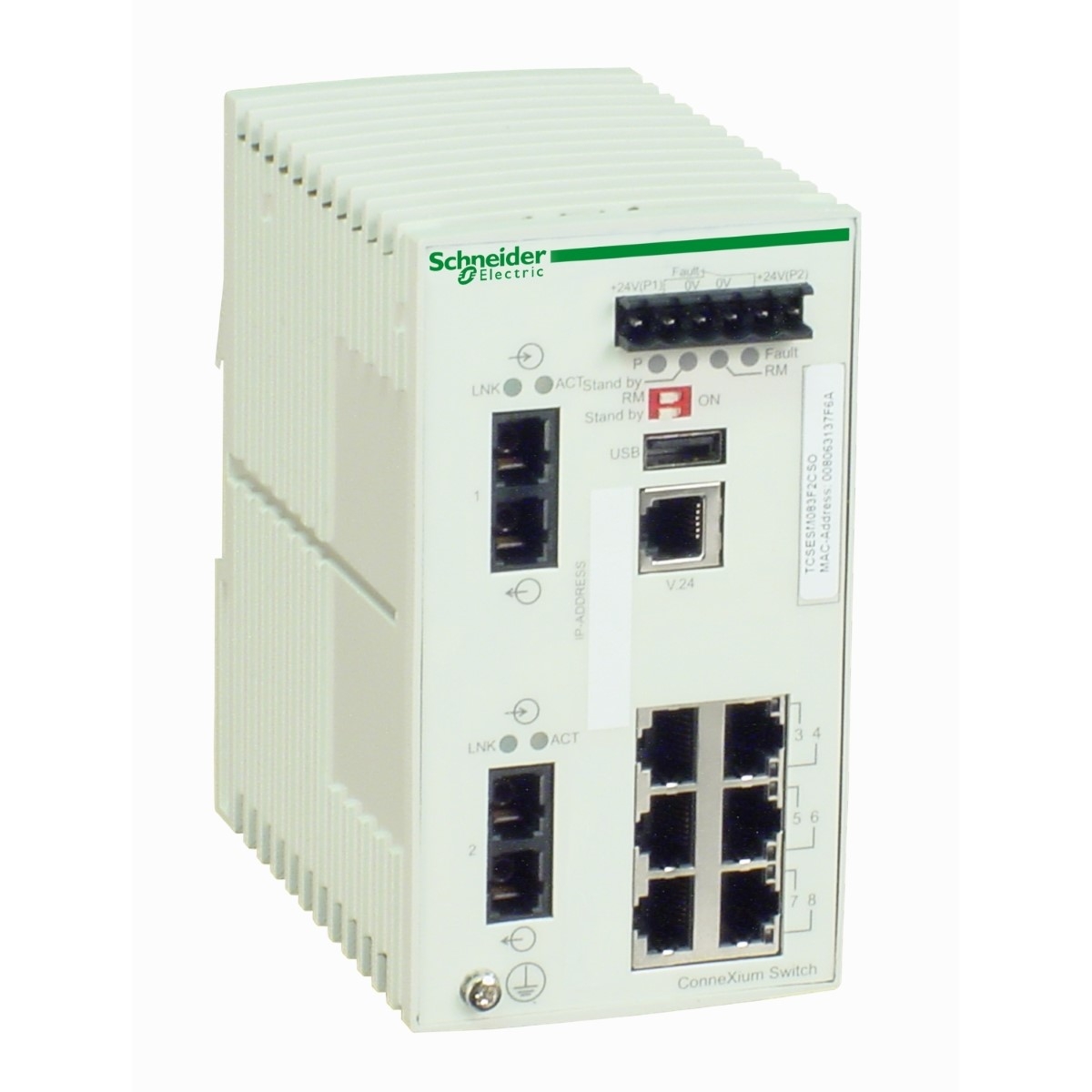 ConneXium Managed Switch - 6 ports for copper + 2 ports for fiber optic single-mode