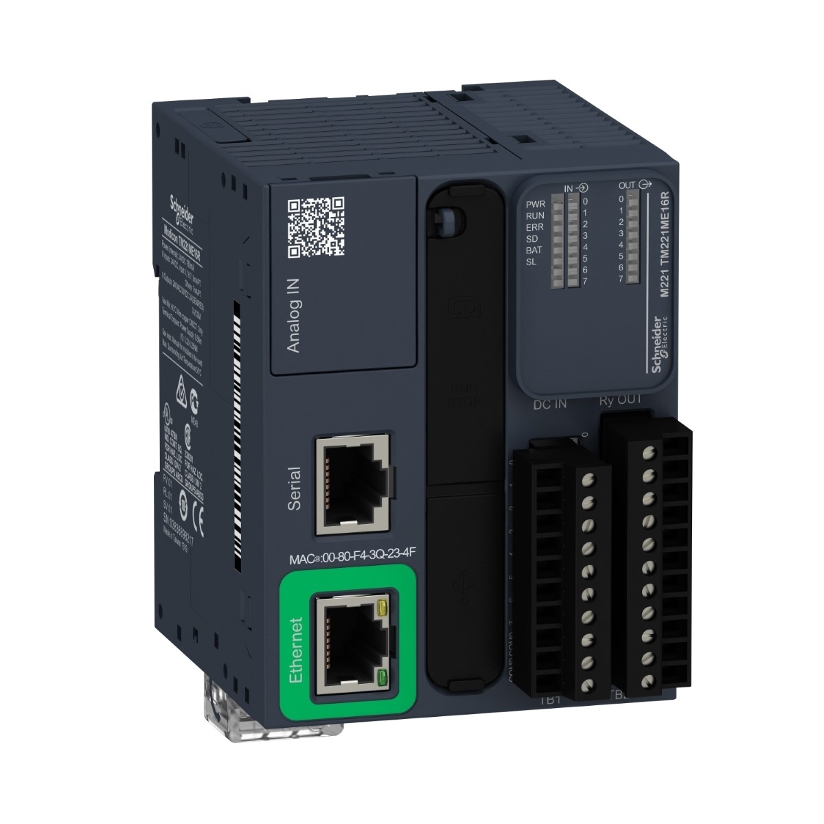 logic controller, Modicon M221, 16 IO, 8 DI, 8 DO, relay, Ethernet