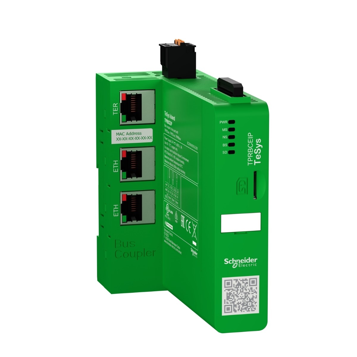 Bus coupler, TeSys island, 24VDC, Ethernet switch (EtherNet IP / Modbus TCP)