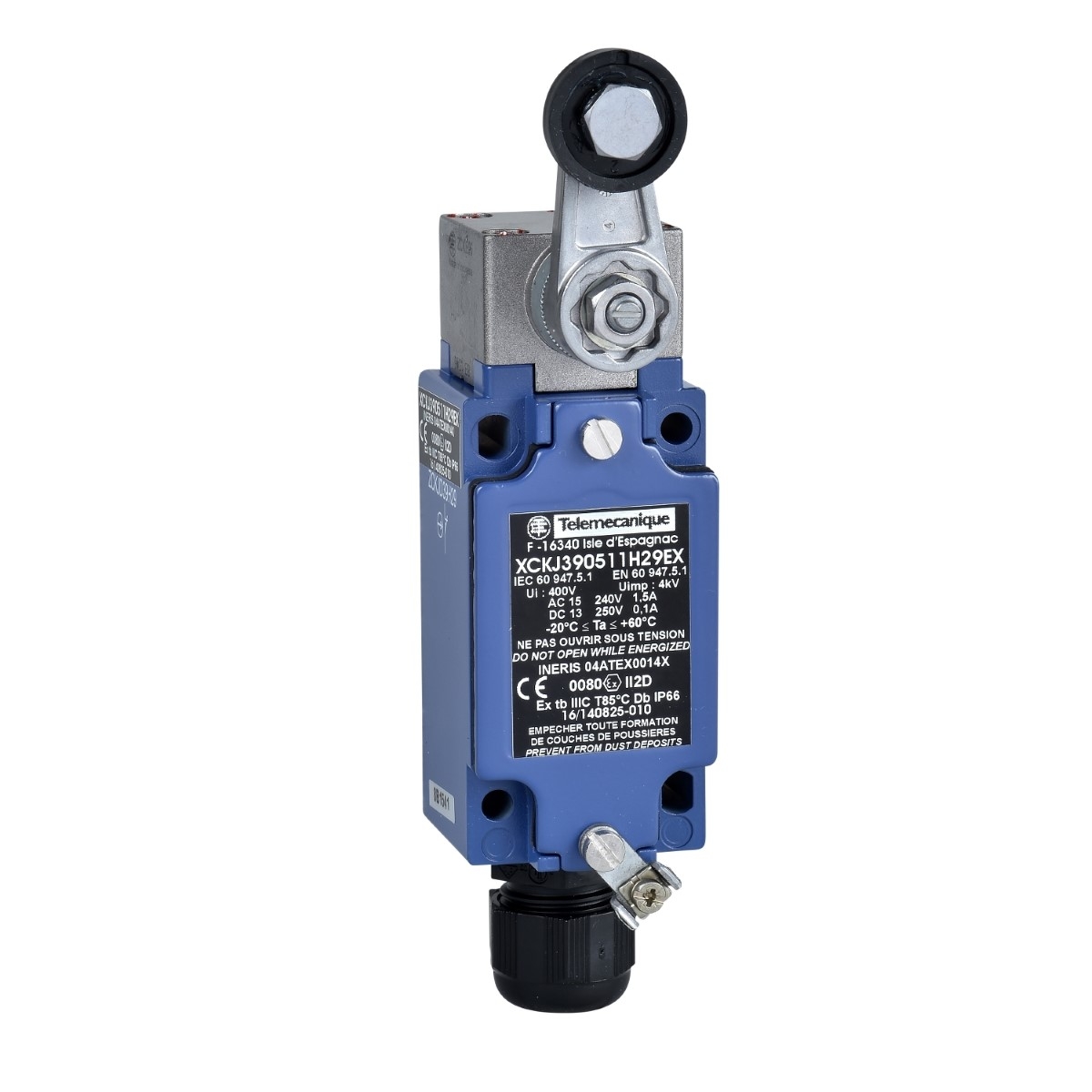 Limit switch, Limit switches XC Standard, XCKJ, roller lever, 2NC + NO, ATEX/IECEx