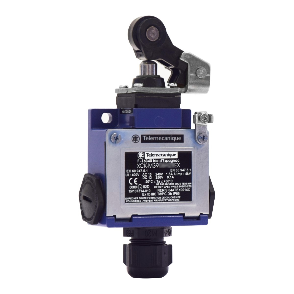 Limit switch, Limit switches XC Standard, XCKM, roller lever plunger, 2NC + NO, ATEX/IECEx