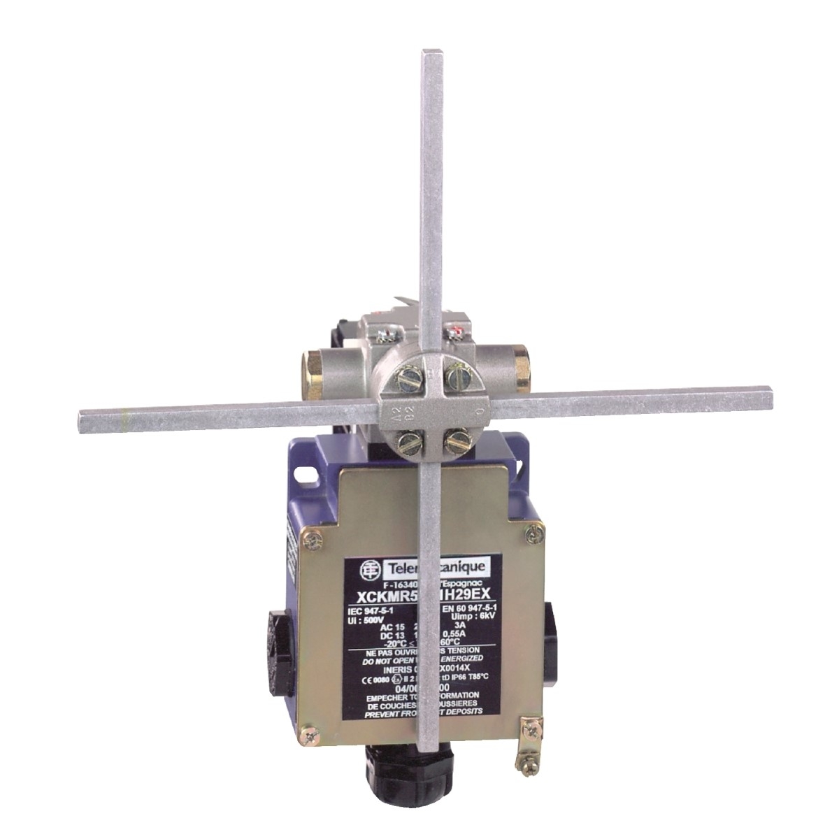 Limit switch, Limit switches XC Standard, XCKMR, square rod 6 mm crossed, 2 x (2 NC), ATEX/IECEx